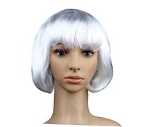 AUTSUPPL Perruque Bob Blanche Synthétique avec Frange Style Court Droit pour Femme et Garçon Fille Cosplay Halloween Fête Disque