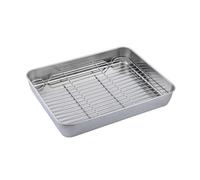 AUTSUPPL Plaque Pâtisserie Inoxydable avec Plateau de Cuisson Profond pour Cuisson Maison Bac Égouttoir Polyvalente