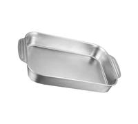 AUTSUPPL Plat Rectangulaire Acier Inoxydable avec Double Plateau de Cuisson Polyvalent pour Rôtisserie et Cuisson Maison Design Sécurisé pour Personnes