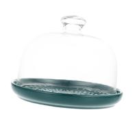 AUTSUPPL Plateau à Dessert Vert avec Couvercle Verre Plateau Multifonction pour Présentation de Gâteaux Pâtisseries et Fruits Usage Réutilisable et Facile à Nettoyer pour Restaurant et