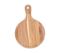 AUTSUPPL Plateau Bois avec Poignée Plateau de Service Polyvalent pour Pizza Gâteau et Fruits Planche Ronde pour Steak et Apéritifs Sûr et Pratique