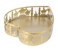 AUTSUPPL Plateau Fruit Cœur Métal Doré pour Fruits Desserts Snacks Centre de Table Décoratif Festif Moyen-orient Eid Mubarak Plateau Polyvalent pour Apéritifs Fêtes Ramadan