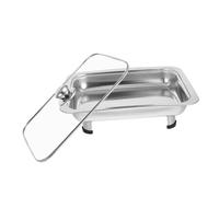 AUTSUPPL Plateau Rectangulaire Buffet Acier Inoxydable avec Couvercle Transparent Bac Gastro Alimentaire Léger et Sécurisé pour Service et Présentation des Plats Restauration