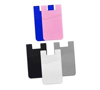 AUTSUPPL Porte-Cartes pour Téléphone Portable Silicone Lot de 5 Pochette Adhésive Double Couche Rangement Sécurisé Cartes Bancaires et Titres Compatible Différents Modèles de Smartphones