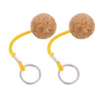 AUTSUPPL Porte-clés Flottant Porte-clés à Boule Flottante en liège Jaune Lot de 2 avec Attache Corde Solide pour clés de Bateau et canotage