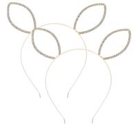 AUTSUPPL Serrage-tête Oreilles de Lapin en Alliage Doré Strass, Léger et Ajustement Sécurisé, pour Fêtes et Mariages, Lot de 2 Bandeaux de Coiffure