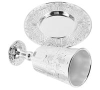 AUTSUPPL Set de Coupes Kiddush Judaica avec Soucoupe pour Shabbat et Fêtes Juives Tasses à Vin Élégantes Symboles de Foi et Tradition