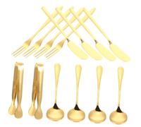 AUTSUPPL Set de Couteaux à Fromage Acier Inoxydable avec Épandeurs de Beurre Fourchette Dessert Cuillère Café et Pinces Mini pour Service de Cuisine