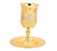 AUTSUPPL Set Tasse Kiddouch Métal Vintage avec Soucoupe pour Repas Shabbat et Fête Juive Symbole de Tradition et Foi Cadeau Signifiant pour Passover et Sabbat