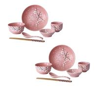 AUTSUPPL Set Vaisselle Japonaise Céramique Rose Kit Couverts et Service Table Complet pour Personne Design Délicat et Facile à Nettoyer