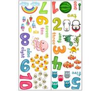 AUTSUPPL Stickers Muraux Numériques pour Garçon et Filles Pvc Couleurs Lumineuses Décoration Murale Créative Adapté Nurseries et Photo Props Apprentissage