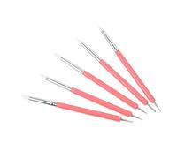 AUTSUPPL Stylo à Points pour Ongles Double Embout 5 Pièces Taille Moyenne Pinceau en Silicone Nail Art pour Manucure Professionnelle et Usage Maison Couleurs Rose Pastel