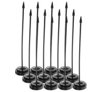AUTSUPPL Support de Drapeau de Table Lot de 12 Pièces Noir en Plastique Léger et Facile à Transporter, Mât Rond Socle Résistant, pour Bureau et Salle de Réunion