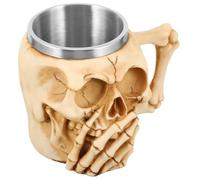 AUTSUPPL Tasse à Bière Halloween Crâne Résine et Acier Inoxydable Double avec Poignée Mug Créatif pour Boissons Maison et Extérieur