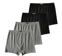 AUTUCAU Lot de 4 boxers en coton pour homme, grande taille, coupe ample, doux et extensible, L-5XL, Gris + noir (lot de 4), XXXL