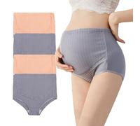 AUTUCAU Lot de 4 culottes de maternité en coton taille haute réglable sans couture, 2gris+2nude-4pk, Large
