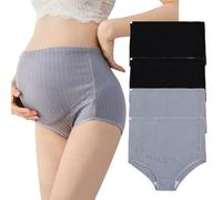 AUTUCAU Lot de 4 culottes de maternité en coton taille haute réglable sans couture pour la grossesse, 2 gris + 2 noirs (lot de 4), X-Large