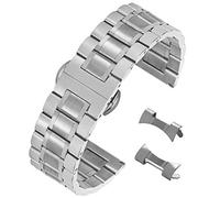 AUTULET Superbe bracelet de montre de rechange en acier inoxydable brossé avec extrémité droite et incurvée, Argenté., 22mm, Sangle