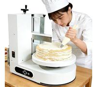 AUTUMFLATGAO Machine à Décorer Les Gâteaux, Lisseur électrique pour Glaçage Et Crème De Gâteaux De 4 à 12 Pouces, Vitesse Réglable De 25 à 320 TR/Min, Glacage Gateau en Acier Inoxydable White