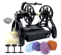 AUTUMFLATGAO Rouet électrique Domestique, Mini Rouet à Laine - Marche Avant/Arrière, Vitesse Maximale 800 TR/Min, Capacité 120 G, pour Le Retordage De La Laine, 3 Bobines/Interrupteur Au Pied Black