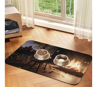 Autumn Bonfire Tapis d'alimentation pour chien et chat - En cuir absorbant - Imperméable - Pas de taches - Séchage rapide - Antidérapant - 60 x 40 cm