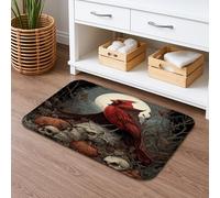 Autumn Cardinal Tapis de bain à séchage rapide, effrayant oiseau rouge d'Halloween, tapis de douche absorbant, antidérapant, tapis de bain décoratif en flanelle lavable pour salle de bain et toilettes
