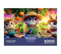 Autumn Cat 1000 Pièces Bunny & Mouse in Garden Art Puzzles Impossible Jeu Éducatif Défi Jouets Qualité Premium Enfants À Partir De 14 Ans 70x50cm/1000pcs