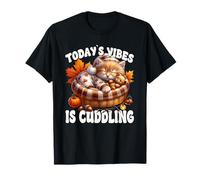 Autumn Cat in Kitten Bed with Fall Sayings for Cat Mom T-Shirt