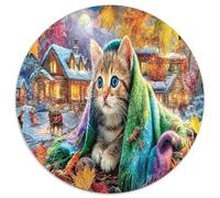 Autumn Chaton Jigsaw Puzzle Jeu De Décompression 1000 Pièces Pet Mignon Puzzle Art Déco Idées Cadeaux pour Adultes Et Enfants À Partir De 12 Ans 1000pcs (67.5x67.5cm)