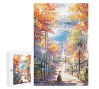 Autumn Cityscape with Cat Puzzle 1000 Pièces Educa Jouet en Bois Cadeau Unique Décoration Intérieure Jeu Éducatif Challenge Toy Adultes Et Enfants À Partir De 14 Ans 1000 PCS
