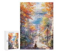 Autumn Cityscape with Cat Puzzle 300 Pièces Educa Jouet en Bois Cadeau Unique Décoration Intérieure Jeu Éducatif Challenge Toy Adultes Et Enfants À Partir De 14 Ans 300 PCS