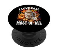 Autumn Coffee Mug Graphic for Women I Love Fall Most of All PopSockets PopGrip Adhésif