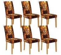 Autumn Corgi Lot de 6 housses de chaise en élasthanne extensibles et lavables pour chaises de salle à manger, salon, cuisine