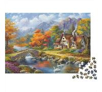 Autumn Cottage Scene Colourful Autumn Farm 1000 Pieces Puzzle for Adults Unique Classic Educational Games 52x38cm/1000pcs