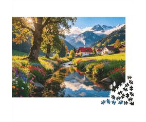 Autumn Creek Puzzles 1000 Pièces Matériau Recy erman Countryside Puzzle pour Garçons et Filles Cadeau et Activité Amusante pour la Maison Ideal pour Anniversaire d'enfant Gift 52x38cm/1000 pièce