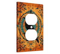 Autumn Crow Plaques de protection pour interrupteurs/prises de courant, motif mandala rustique orange pour accents muraux saisonniers, plaques murales en thermoplastique, prise duplex simple de taille