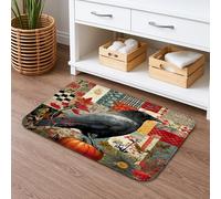 Autumn Crow Tapis de bain vintage à motif de feuilles en patchwork - Antidérapant - Absorbant - Lavable - Pour salle de bain et toilettes - 40,6 x 61 cm
