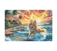 Autumn Cute Chien 1000 Pièces Puzzle Famille en Carton Rigide Difficulté Moyenne Activité Familiale Anti-Stress Loisir Créatif Idée Cadeau Anniversaire Premium 1000 PCS/75x50cm
