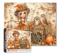 Autumn Fairy - Puzzle de 1000 pièces pour adultes - Citrouilles et hiboux - Puzzles fantaisistes de forêt d'automne - Puzzle fantastique pour jeux familiaux - Puzzle esthétique pour Halloween, cadeau