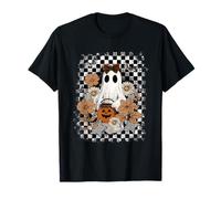 Autumn Fall Ghost Checkered Thanksgiving Design. Woman T-Shirt