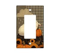 Autumn Farm - Plaque de commutation pour interrupteur - Mouton beige confortable avec citrouilles pour décoration d'automne, plaques murales en thermoplastique - Bascule simple de taille standard