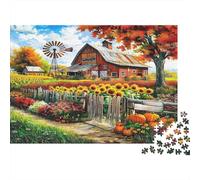 Autumn Farm Scene Puzzle à Assembler 1000 Pièces Matériau Recyclé Sunflower Garden Puzzles pour Enfants Âgés de 6 Ans et Plus Amusant et Stimulant Jeu de Famille Activité 70x50cm/1000pcs