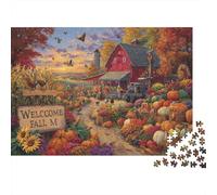 Autumn Farm Scene with Pumpkins Puzzle 1000 Pièces Cadeau Unique Jeu Éducatif Défi Jouet À De Qualité Supérieure Peinture Art pour Adultes Et Enfants 38x26cm/1000pcs