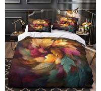 Autumn Feuilles Swirl Linge de Lit 3D Imprimé Microfibre 3 Pièces 2xTaies Super Douce Abstrait Floral Motion Parure de Lit Hypoallergique Résistante for Garçons Adolescents Super king（260x220cm）