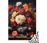 Autumn Floral Still Life Challenging & Brainteasing Puzzle Fall Flower Face Art for Adults & Kids Age 12 Years Up 38x26cm 1000pcs