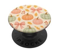 Autumn Flower Fall Pumpkin Bow Girl Women Fall Themed PopSockets PopGrip Adhésif