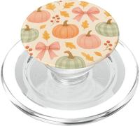 Autumn Flower Fall Pumpkin Bow Girl Women Fall Themed PopSockets PopGrip pour MagSafe