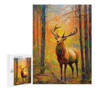 Autumn Forest Elk Painting Puzzle 1000 Pièces Educa Jouet en Bois Cadeau Unique Décoration Intérieure Jeu Éducatif Challenge Toy Adultes Et Enfants À Partir De 14 Ans 500 PCS