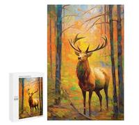 Autumn Forest Elk Painting Puzzle 1000 Pièces Educa Jouet en Bois Cadeau Unique Décoration Intérieure Jeu Éducatif Challenge Toy Adultes Et Enfants À Partir De 14 Ans 1000 PCS