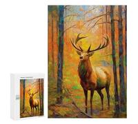 Autumn Forest Elk Painting Puzzle 1000 Pièces Educa Jouet en Bois Cadeau Unique Décoration Intérieure Jeu Éducatif Challenge Toy Adultes Et Enfants À Partir De 14 Ans 300 PCS